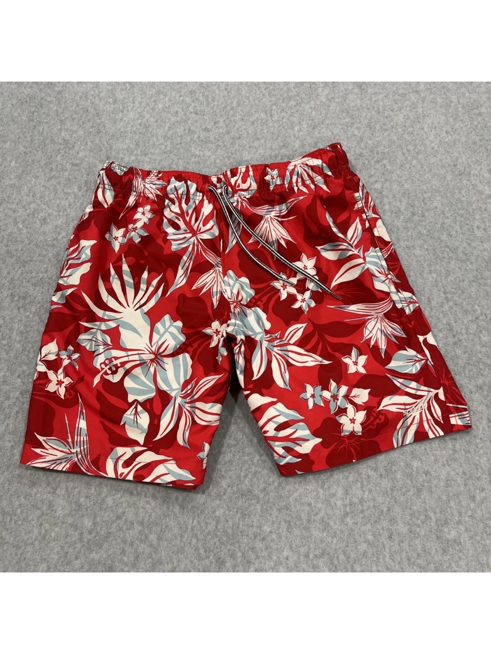Speedo Men's Swim Shorts Red Floral Trunks Surf Ocean Tropical Size Medium [521]